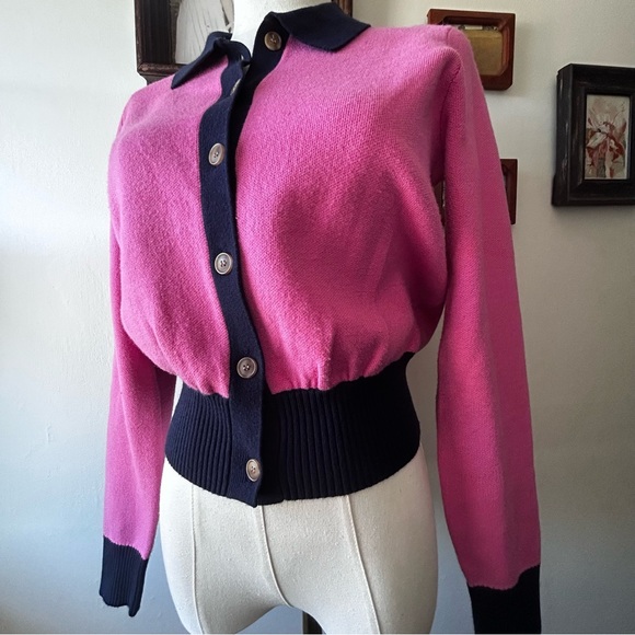 Anthropologie Maeve Cardigan Pink and Navy XS - Picture 13 of 15